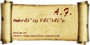Ambrózy Fülöp névjegykártya